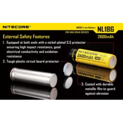 Nitecore 18650 Li-ion Battery (2600mAh) NL1826 -Nitecore 2 248