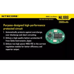 Nitecore 18650 Li-ion Battery (2600mAh) NL1826 -Nitecore 3 214