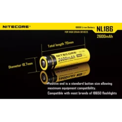 Nitecore 18650 Li-ion Battery (2600mAh) NL1826 -Nitecore 7 147