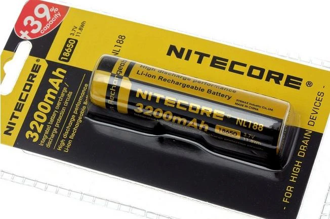 NiteCore 18650 Battery 3200 MAh, Button Top 1 NiteCore 18650 Battery 3200 MAh, Button Top