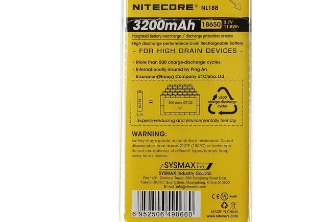 NiteCore 18650 Battery 3200 MAh, Button Top 2 NiteCore 18650 Battery 3200 MAh, Button Top - Image 2