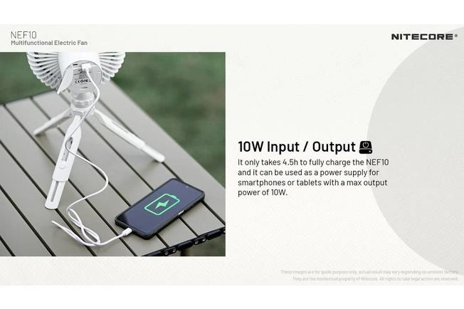 Nitecore NEF10 Portable Fan, Grey, With Powerbank And Lamp 3 Nitecore NEF10 Portable Fan, Grey, With Powerbank And Lamp - Image 3