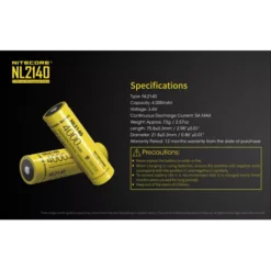 Nitecore 21700 NL2140 Li-ion Battery (4000mAh) -Nitecore NL2140 9