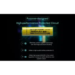 Nitecore 18650 Li-ion Battery (3600mAh) NL1836 -Nitecore Nitecore NL1836 4
