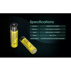 Nitecore 18650 Li-ion Battery (3600mAh) NL1836HP -Nitecore Nitecore NL1836HP 9
