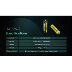 Nitecore NL1836R USB-C 18650 3600mAh Li-ion Battery -Nitecore Nitecore NL1836R 10