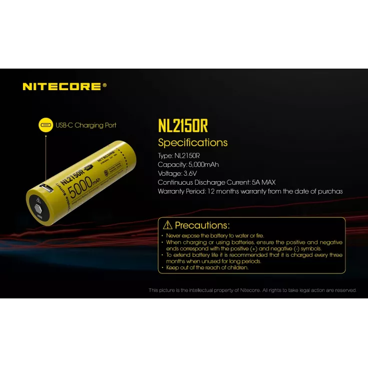 Nitecore 21700 NL2150R USB-C Rechargeable 2 Nitecore 21700 NL2150R USB-C Rechargeable - Image 2