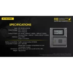 Nitecore FX3 Fujifilm Camera Charger -Nitecore nitecore fx3 11