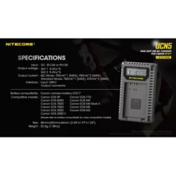 Nitecore UCN5 Canon Camera Charger -Nitecore ucn5 12
